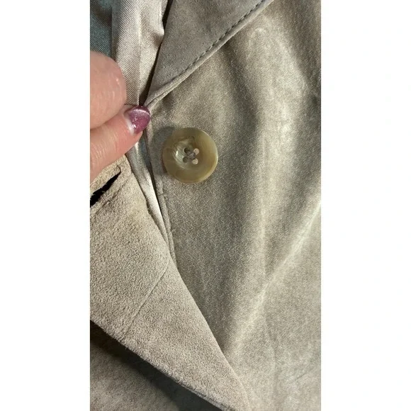 NWT Jessica Holbrook Genuine Leather Suede Blazer Jacket 1X Beige - Picture 9 of 14